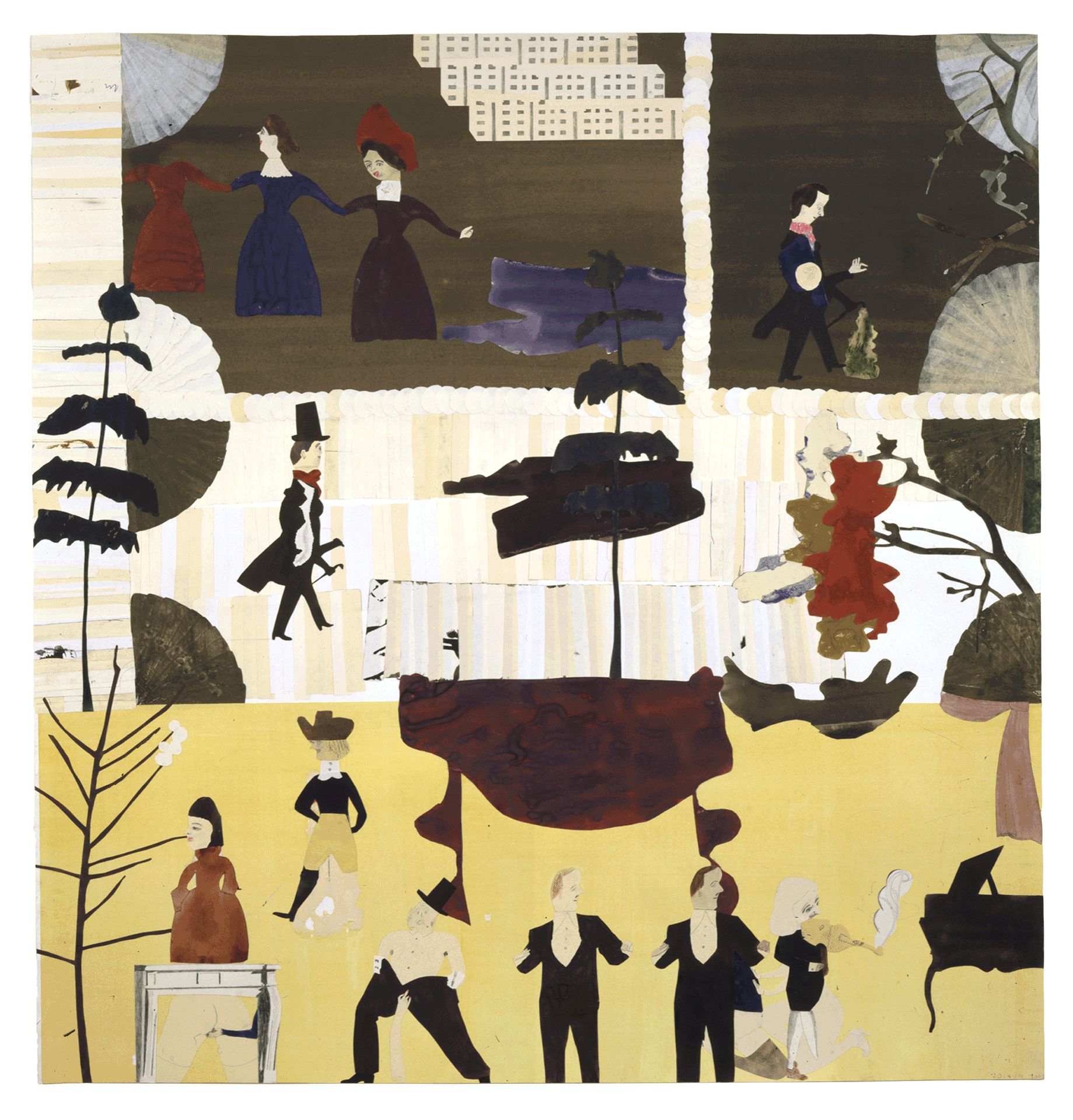 A work on paper by Jockum Nordstr√∂m, titled Burghers, Duties and Favours, dated 2002